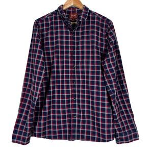 Red Ale Button Down Shirt Mens M Blue Red Plaid 100% Cotton Rustic Country